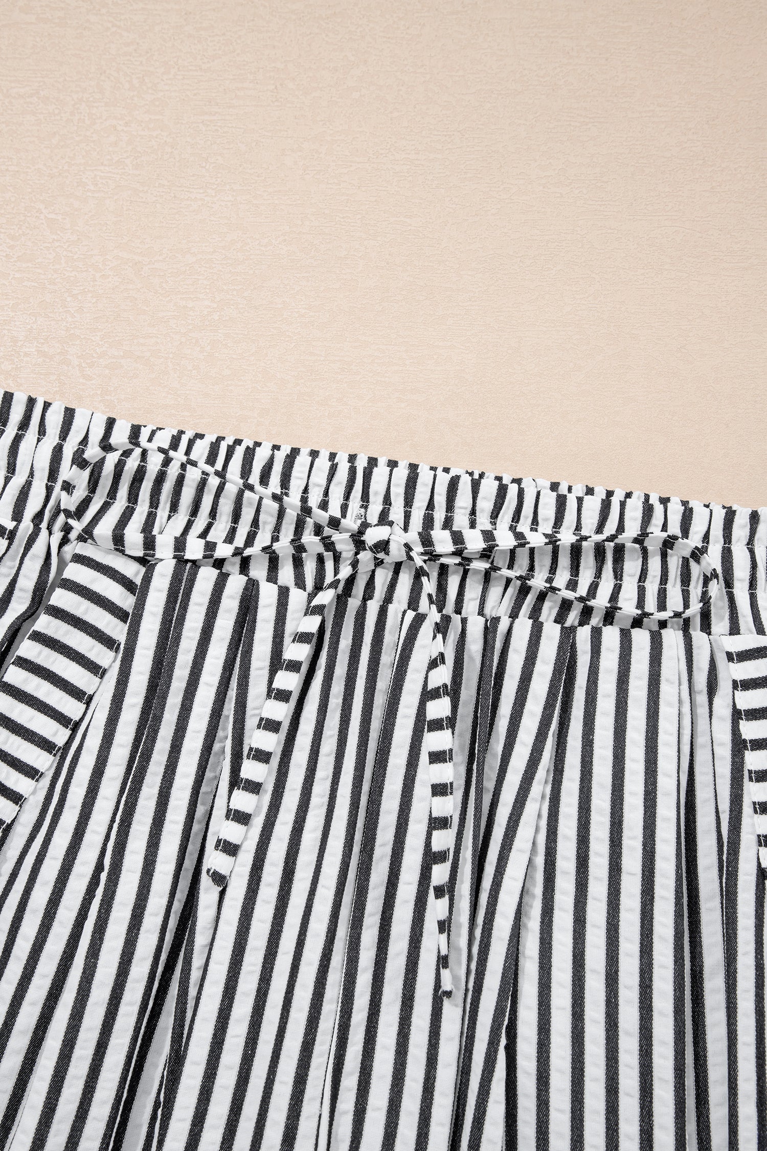 Plus Size Stripe Tie Waist Wide Leg Pants