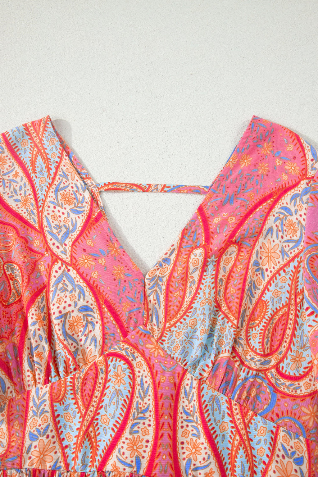 Boho Paisley V-Neck Maxi Dress with Flutter Sleeves