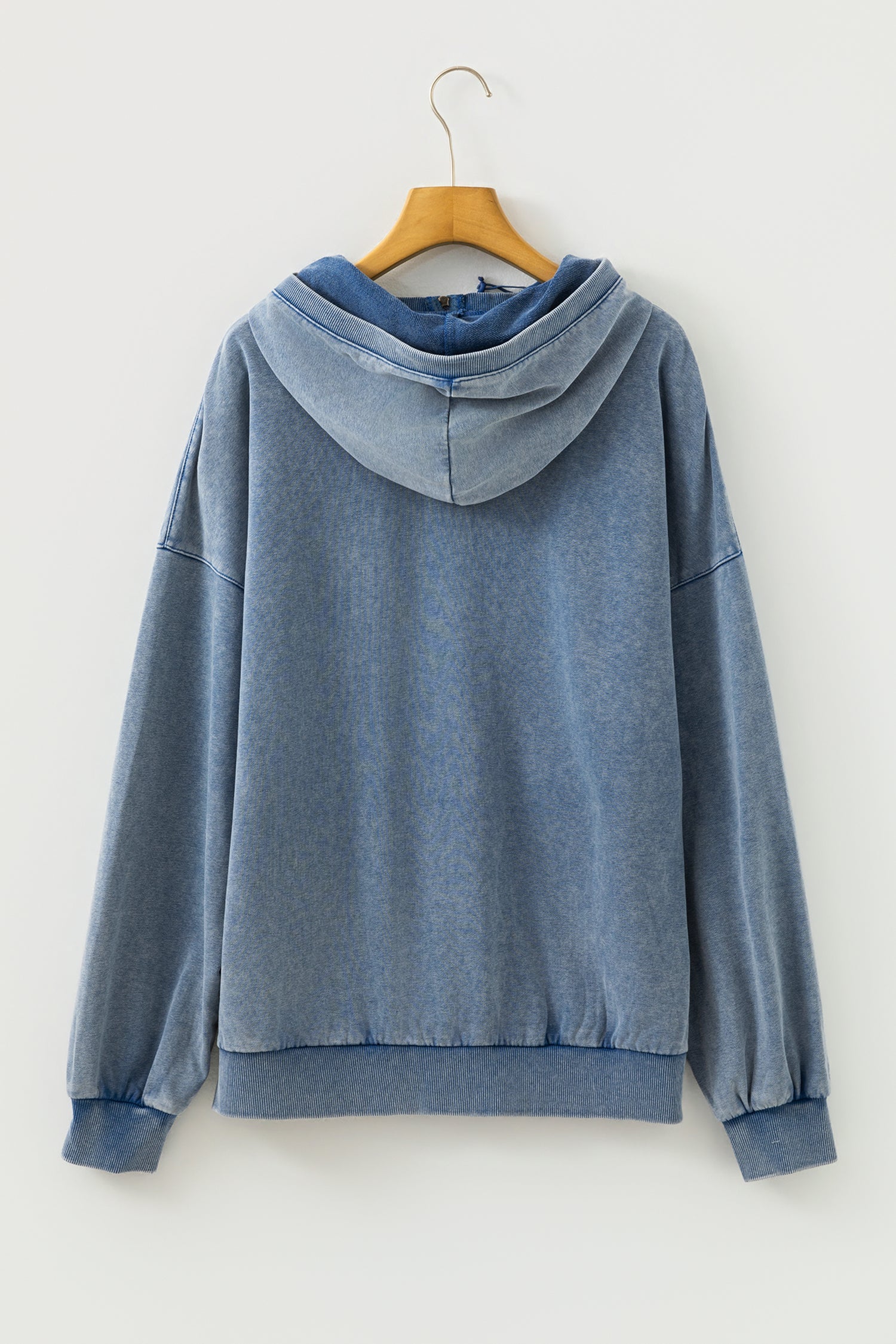 Black Half Zip Kangaroo Pocket Mineral Wash Baggy Hoodie