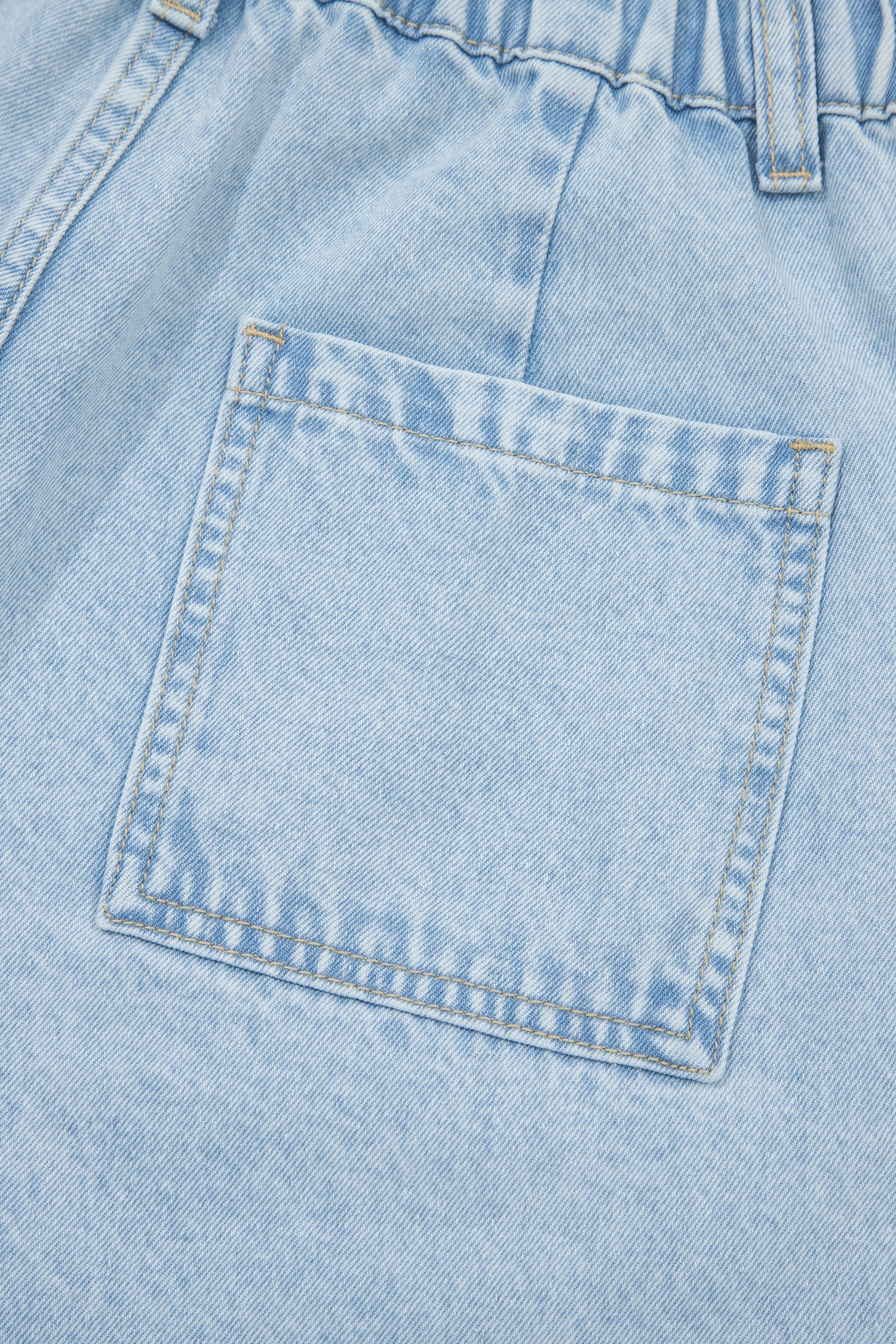 Beau Blue Studded Wide Leg Jeans with Side Slit & Frayed Hem