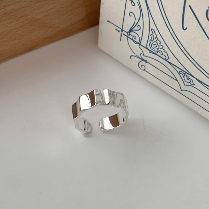 Korean Style Irregular Geometric Ring For Women, INS Trend, New Niche Design, Fashion Personality Index Finger Plain Band