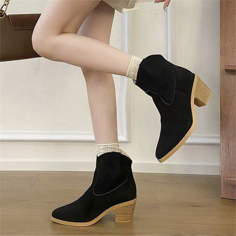 Women's Retro Sock Cuff Booties Comfortable Ankle Boots - Image 3