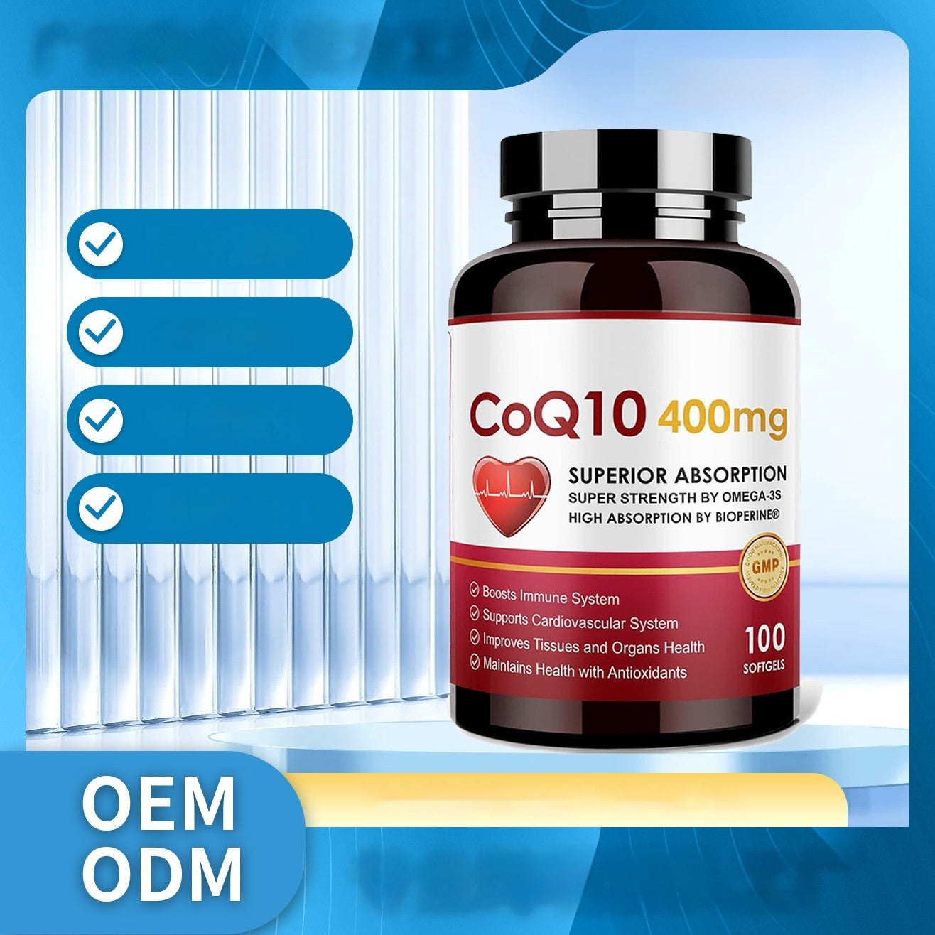 Coenzyme Q10 Soft Capsules - Dietary Supplement for Heart Health Support