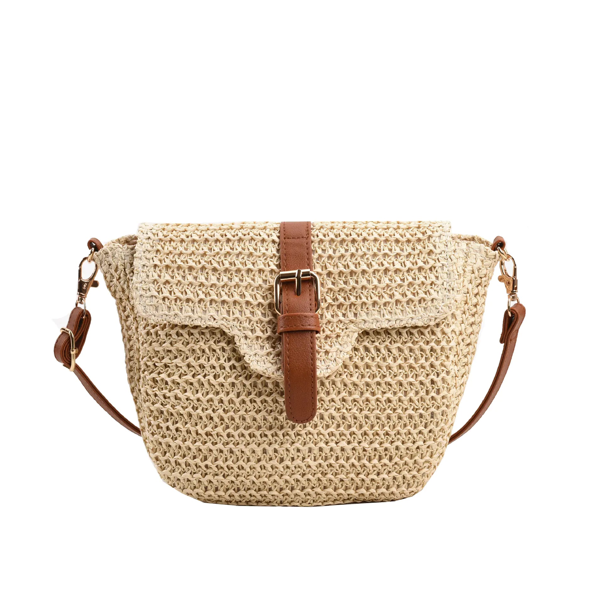 Women's Woven Straw Messenger Bag - Summer Saddle