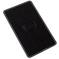 Black rectangular phone shield featuring a stitched border and branded logo