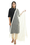 Off White Kota Cotton square dupatta folded, showing soft, breathable fabric texture