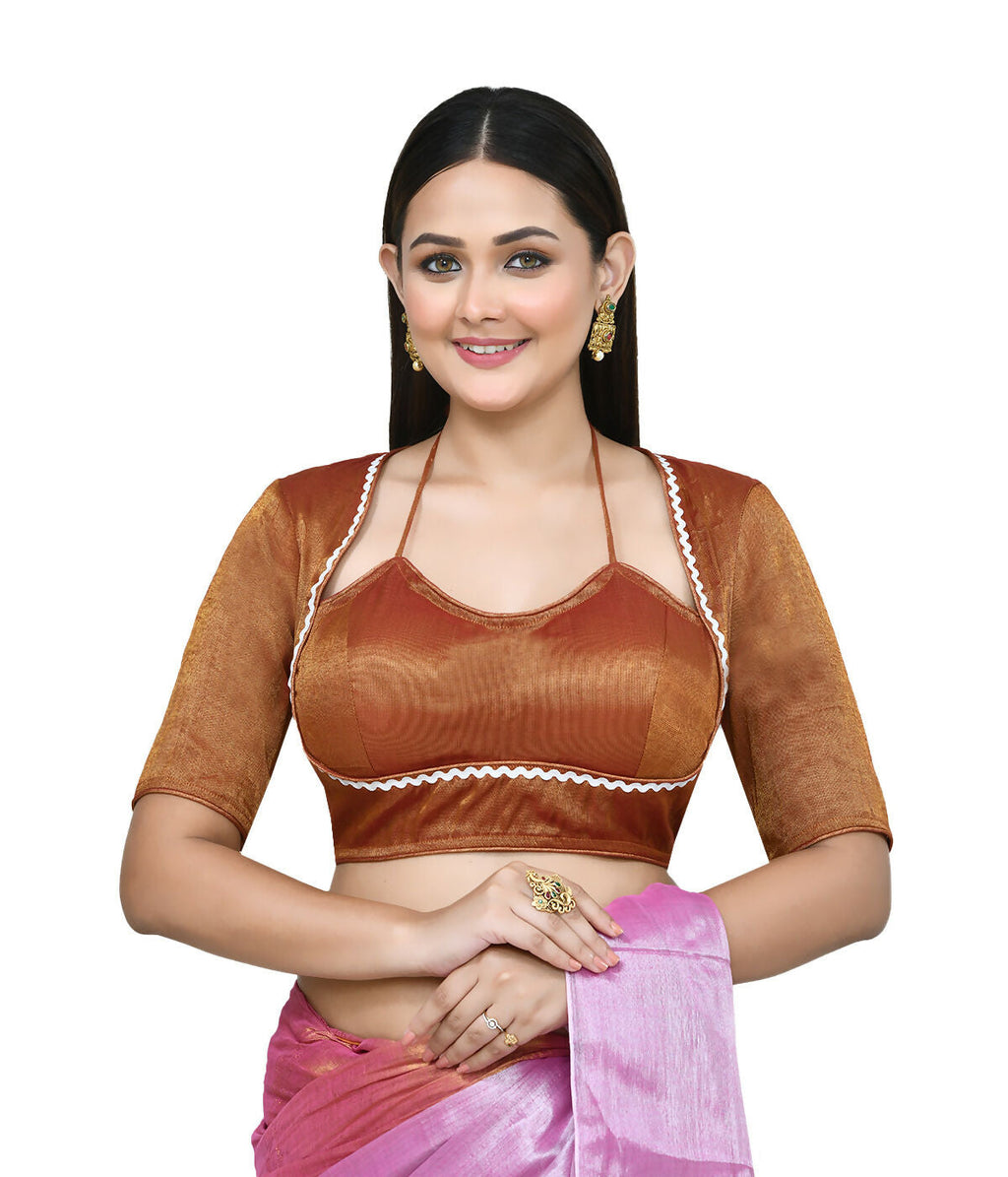 Joban Fashion Women's Rust Embroidered Stitched Blouse