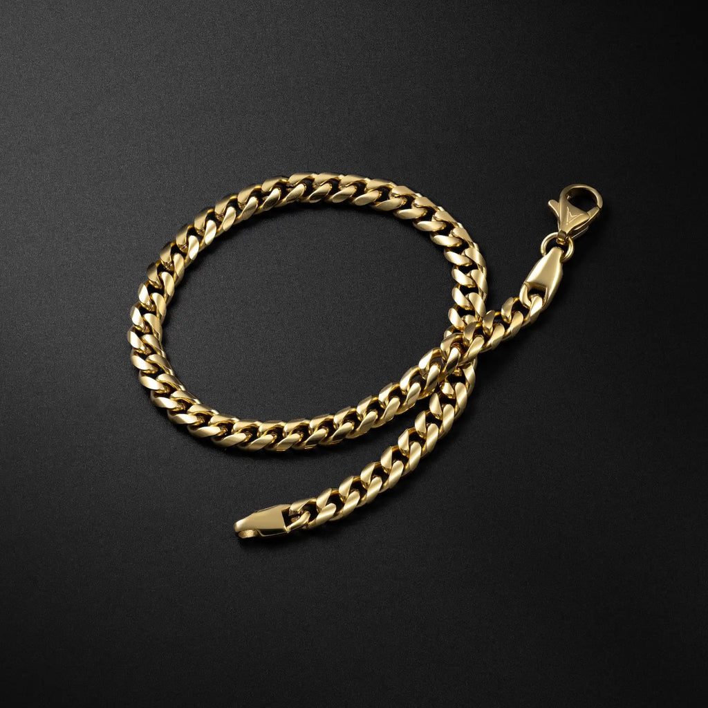 Cuban Chain Bracelet, 5MM - 14K Gold