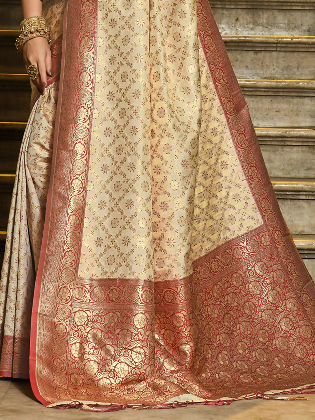 Rajvastra Maroon Banarasi Silk Saree for Traditional Events