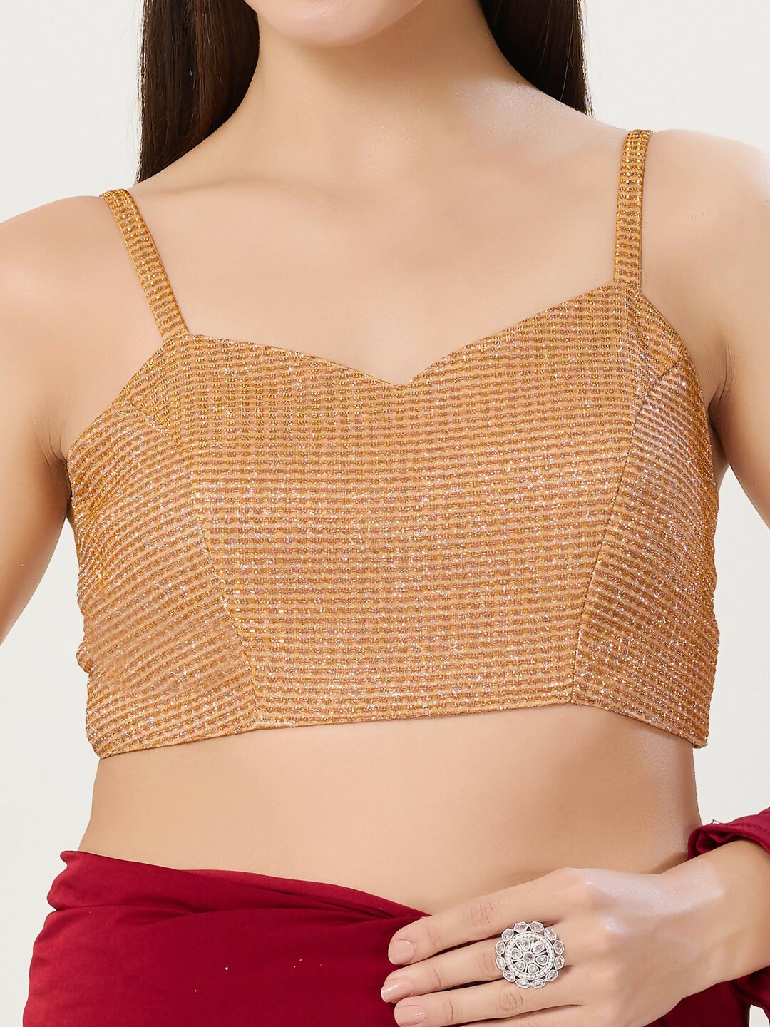 Women's Copper Polyester Stitched Blouse