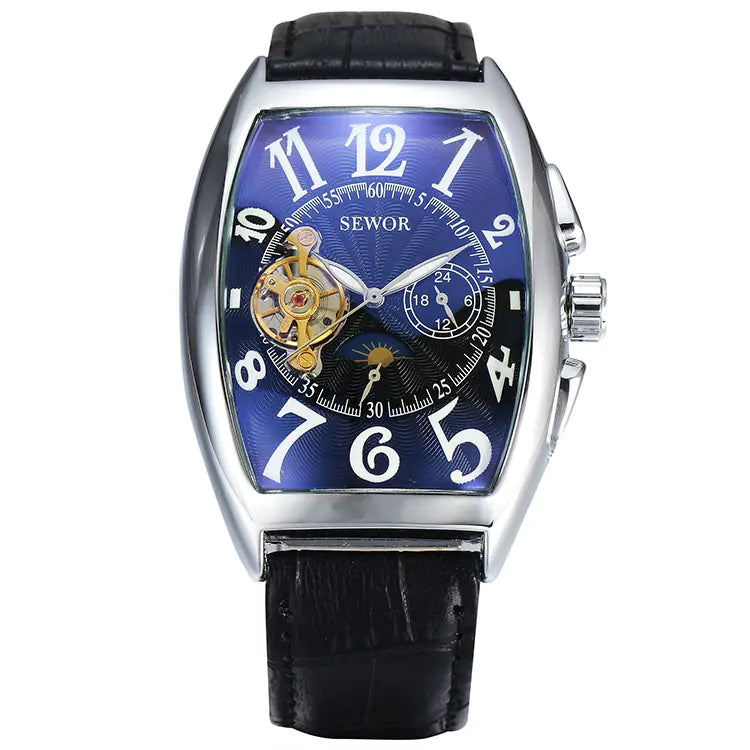 Men's Tourbillon Automatic Mechanical Watch with Skeleton Design