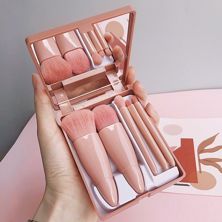 5PCS Soft Fluffy Makeup Brushes Set With Mirror