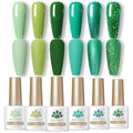 Born Pretty Green Gel Nail Polish, Christmas Carnival Evergreen Gel Nail Polish Set, Glitter Green Sparkle Gel Polish Nail Art Varnish Manicure Collection St. Patrick's Day 6PCS green forest