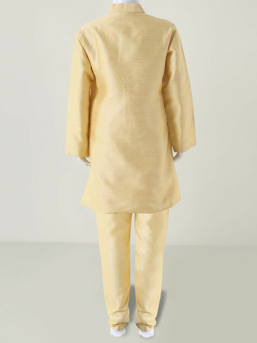 Boys Golden Kurta Pyjama Set with Nehru Jacket