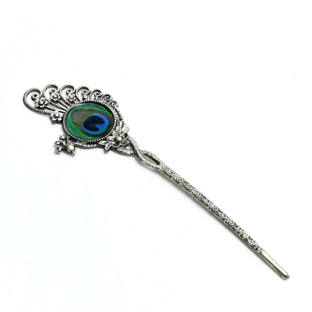 Peacock Design Oxidised Silver-Plated Long Necklace Set