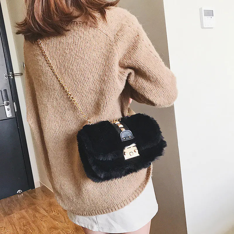 Fashionable Plush Crossbody Shoulder Bag