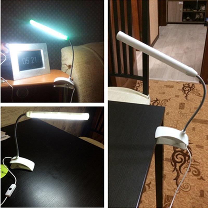 Minimalist 13-LED Clip-On USB Desk Lamp for Bedside Reading