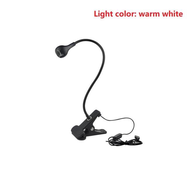 Flexible LED Desk Lamp with Clip, USB Powered Eye-Care Study Light
