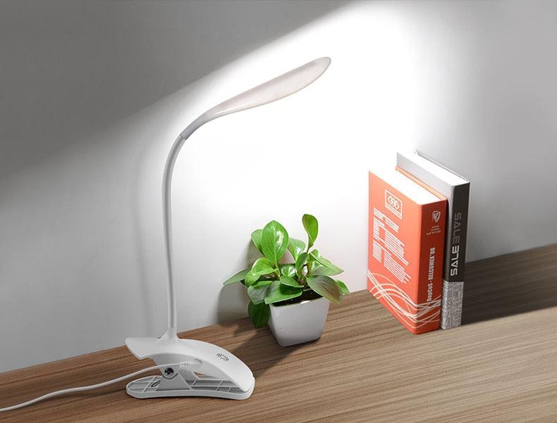 Flexible LED Desk Lamp with Clip, USB Powered Eye-Care Study Light