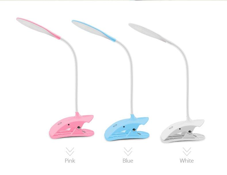 Flexible LED Desk Lamp with Clip, USB Powered Eye-Care Study Light