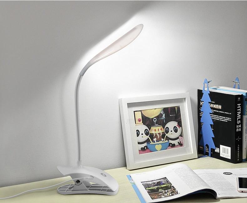 Flexible LED Desk Lamp with Clip, USB Powered Eye-Care Study Light