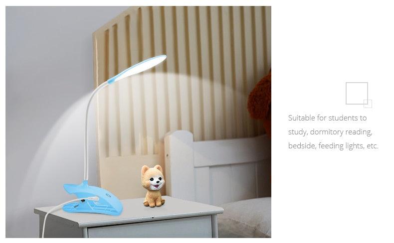 Flexible LED Desk Lamp with Clip, USB Powered Eye-Care Study Light