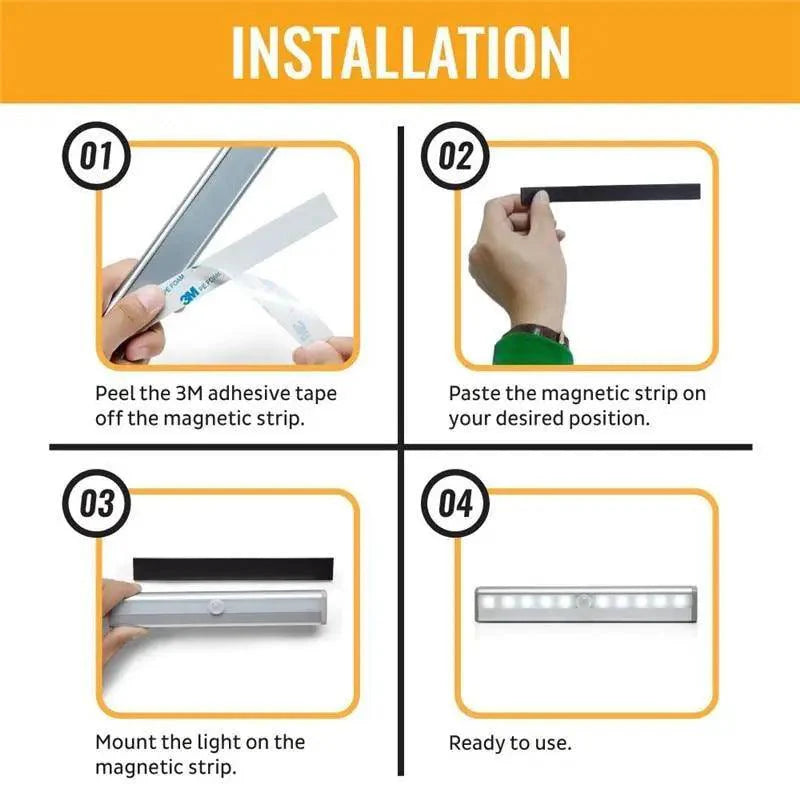 Rechargeable PIR Motion Sensor LED Light - Closet & Cabinet Bar