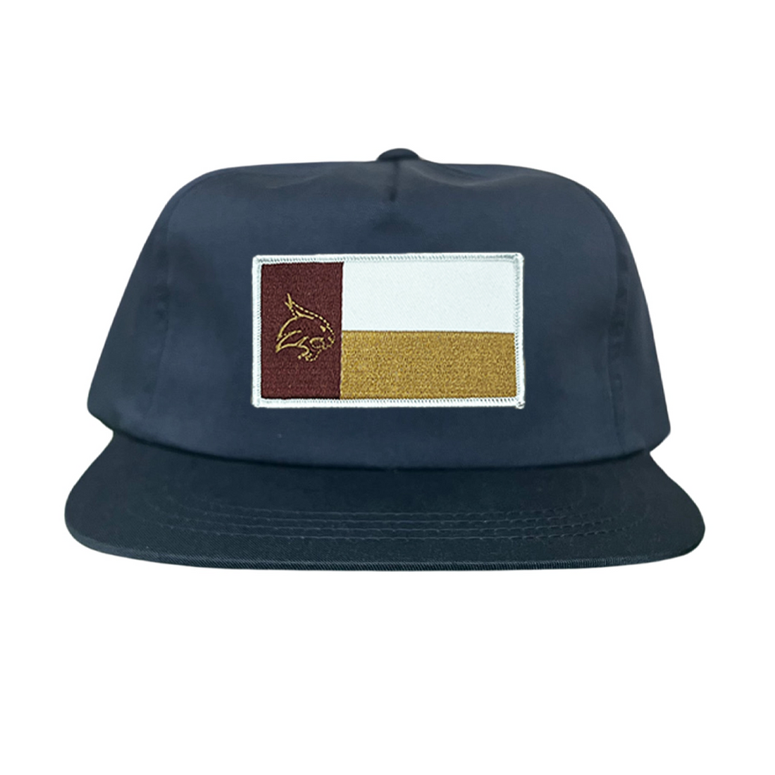 Texas State Bobcats University Flag Patch Hat Maroon White Gold