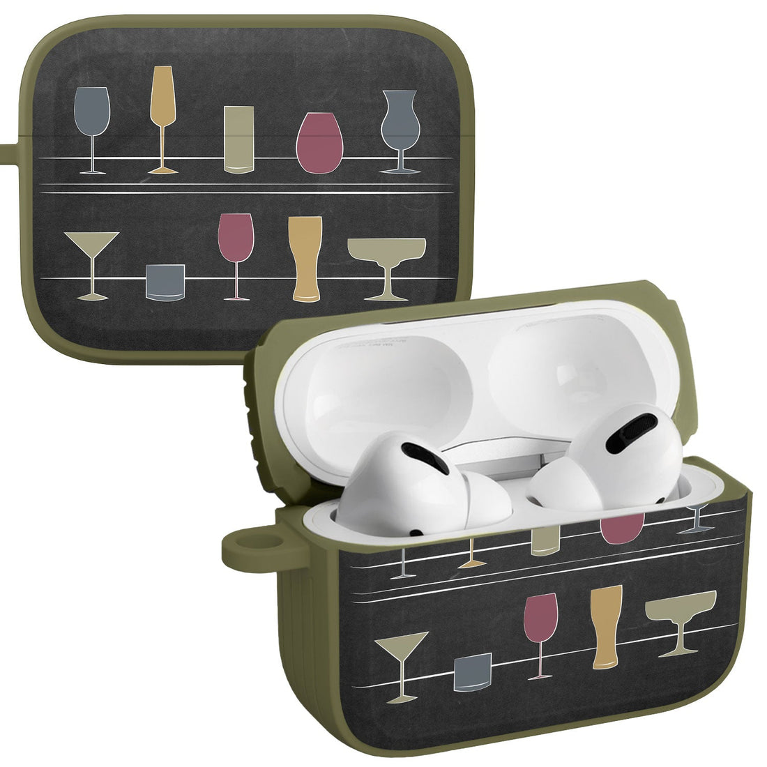 Wine, Beer & Booze AirPods Pro 1 & 2 Protective Case with Carabiner