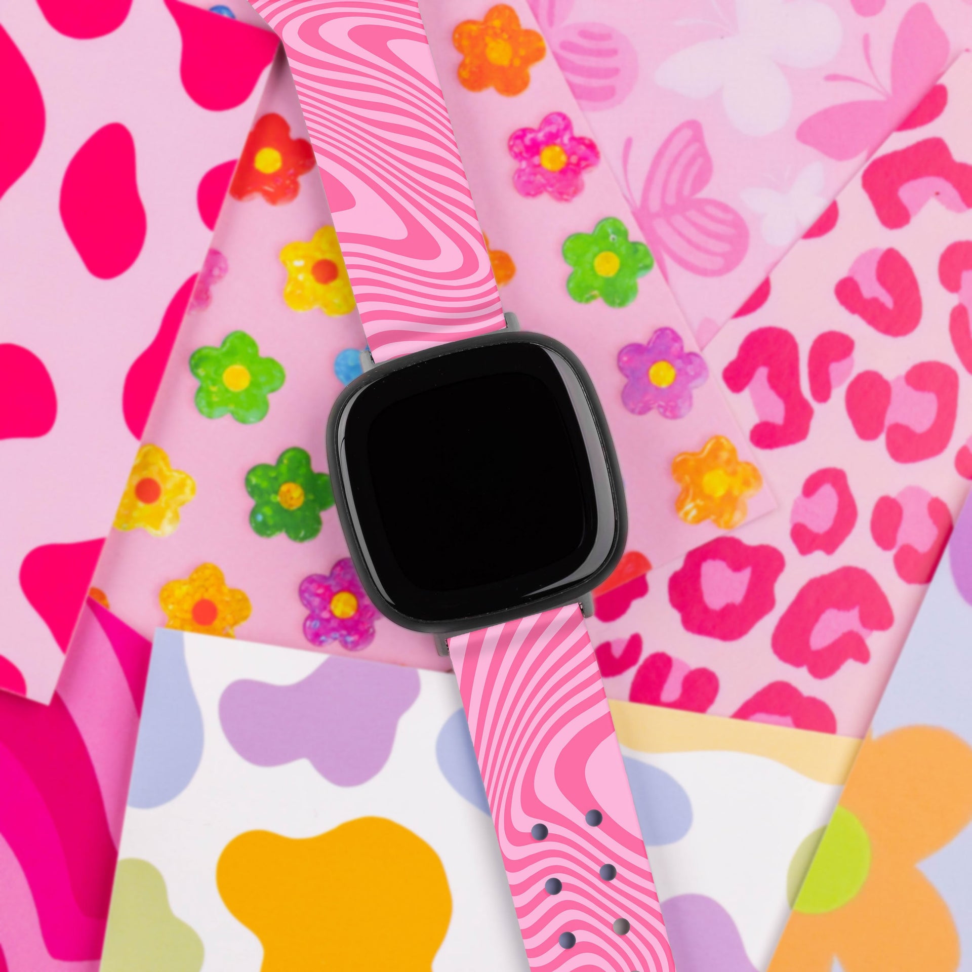 Y2K Checkered Print Watch Band for Fitbit Versa 3 and Sense 1