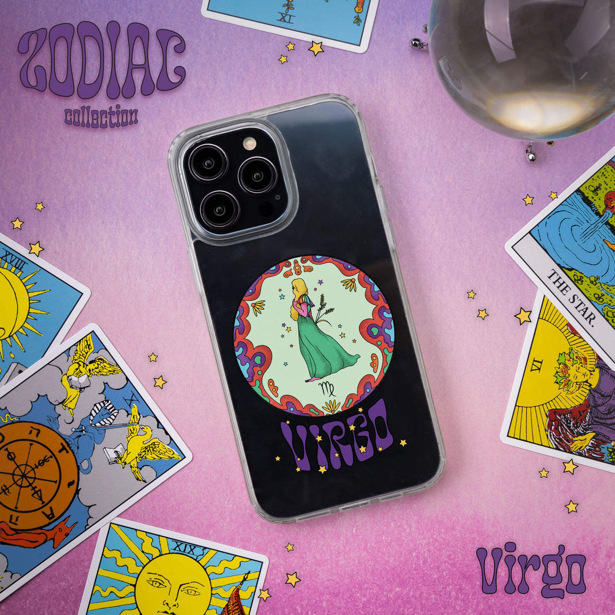 Zodiac Astrology Print HD Protective Phone Case for iPhone 14 Series