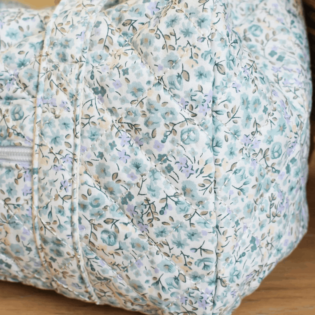 Quilted Dusty Blue Blossoms Tote Bag