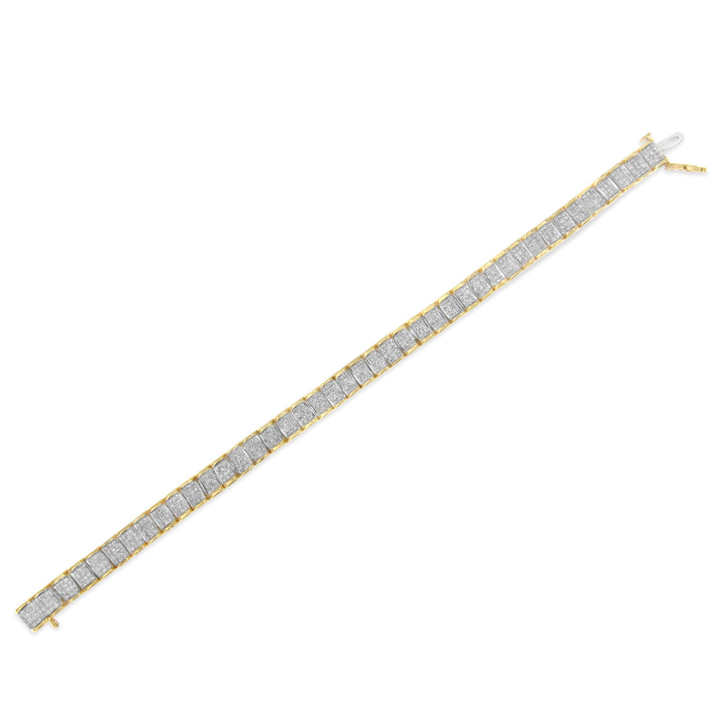14K Yellow Gold 5.0 Cttw Invisible Set Princess-cut Diamond Buckle Link Tennis Bracelet (H-I Color, SI2-I1 Clarity) - Size 7.25"