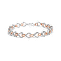 10K Rose Gold Plated Sterling Silver 1/4 Cttw Diamond Heart Link Bracelet