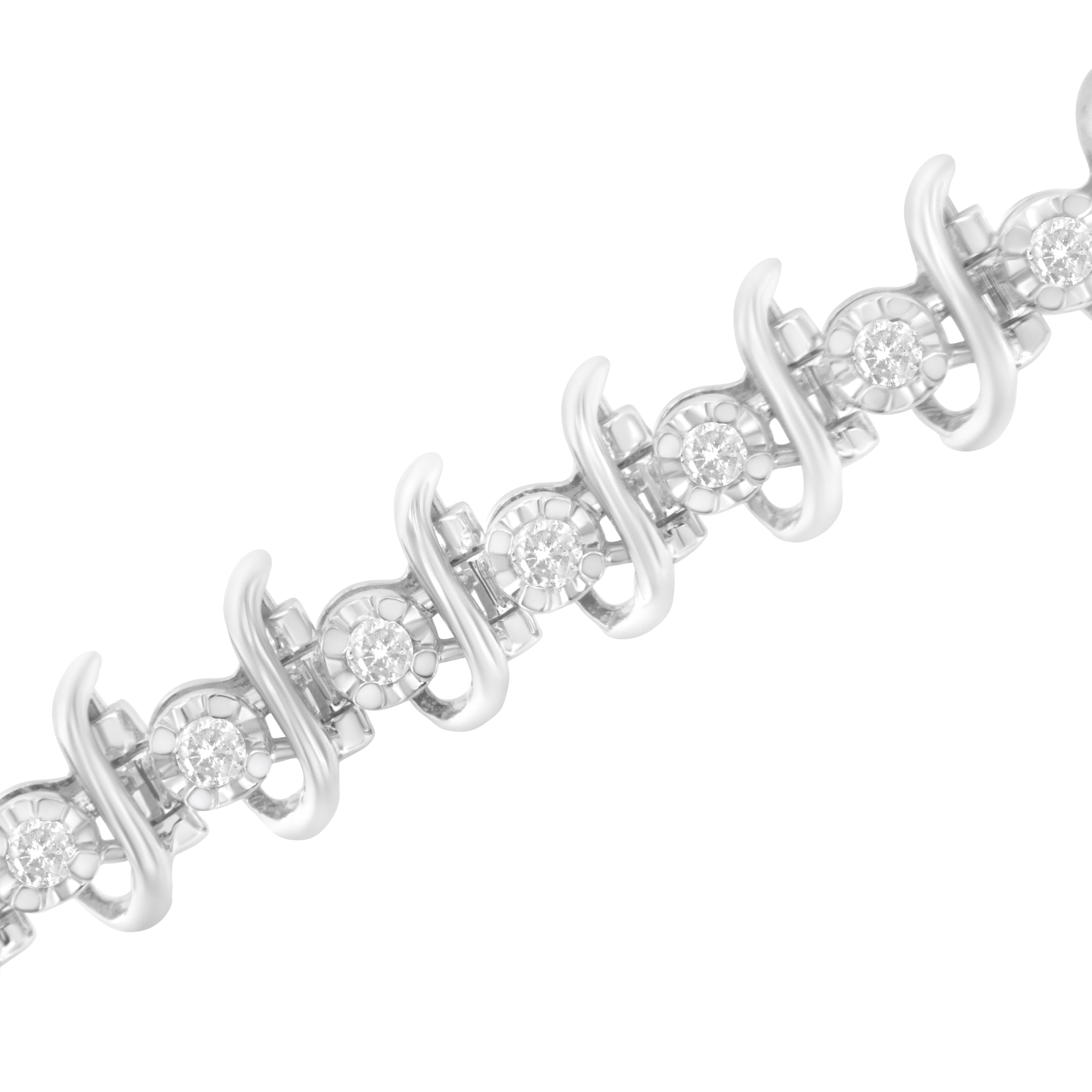 .925 Sterling Silver 1 cttw Prong-Set Diamond Link Bracelet (I-J, I1-I2) - 7.25"