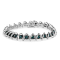 .925 Sterling Silver 3/4 Cttw Blue Diamond Illusion Plate Looped Link Bracelet