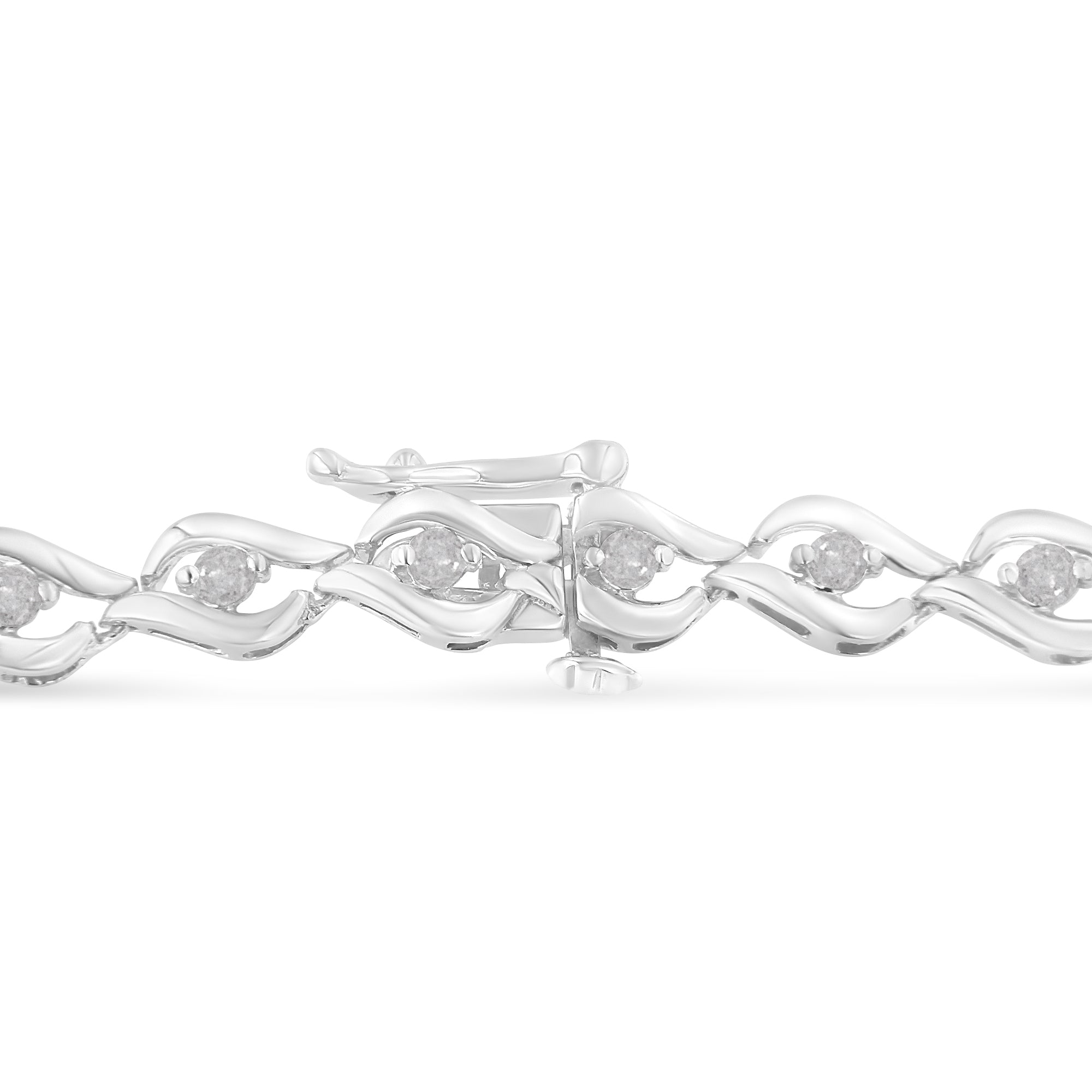 .925 Sterling Silver 1/2 Cttw Rose Cut Diamond Almond Shape Link Tennis Bracelet (I-J Color, I3 Clarity) - 7â€Â