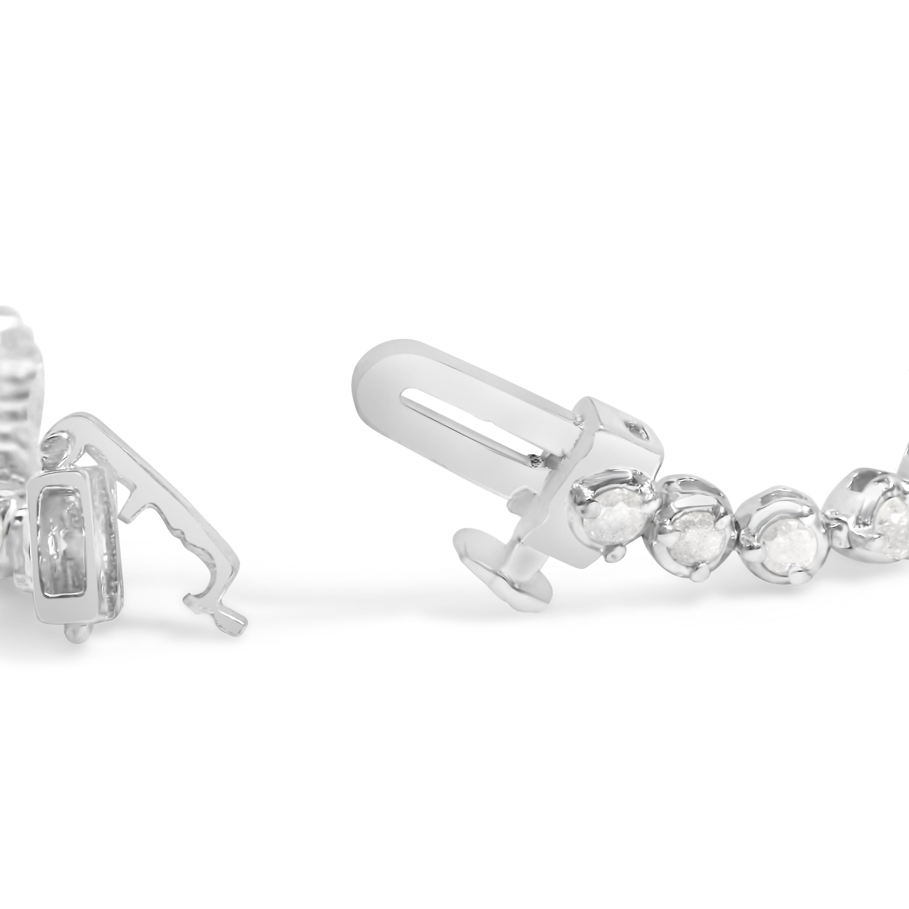 .925 Sterling Silver 2.0 Cttw Diamond 3 Prong Set Tennis Bracelet