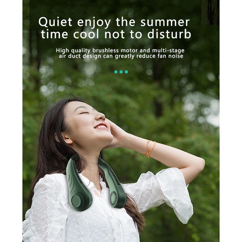 6000mAh Rechargeable Bladeless Neck Fan, 3-Speed Surround Cooling