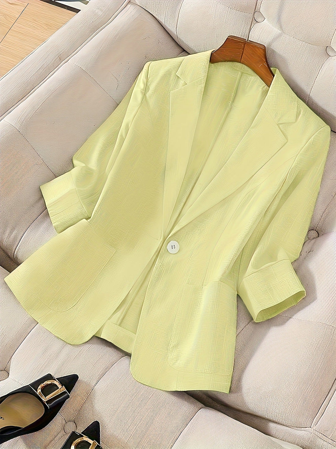 Women's Three-Quarter Sleeve Single-Button Casual Blazer - Image 12