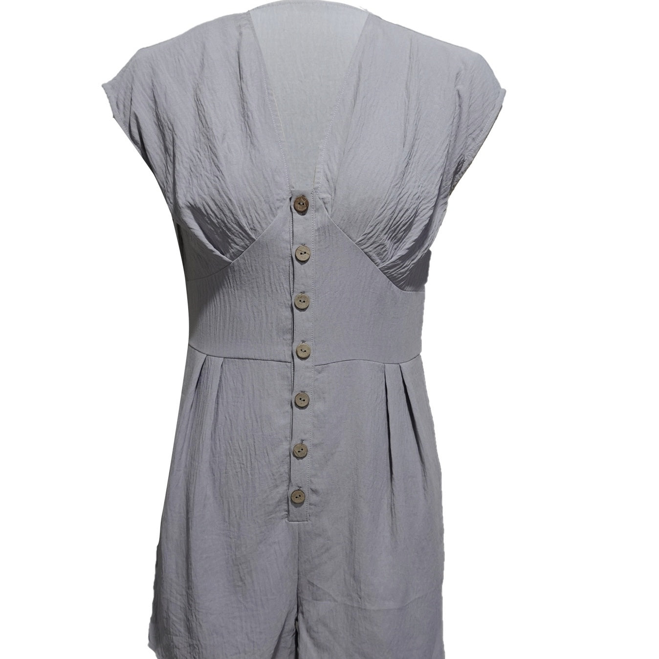 Women's Short Button Front Jumpsuit V-Neck Summer Romper