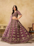 Monjolika Fashion Purple Color Zari Embroidered Work Art Silk A Line Lehenga Choli