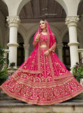 Rani Pink Butterfly Net Embroidered Wedding Lehenga Choli