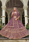 Purple Butterfly Net Embroidered Lehenga for Wedding Season