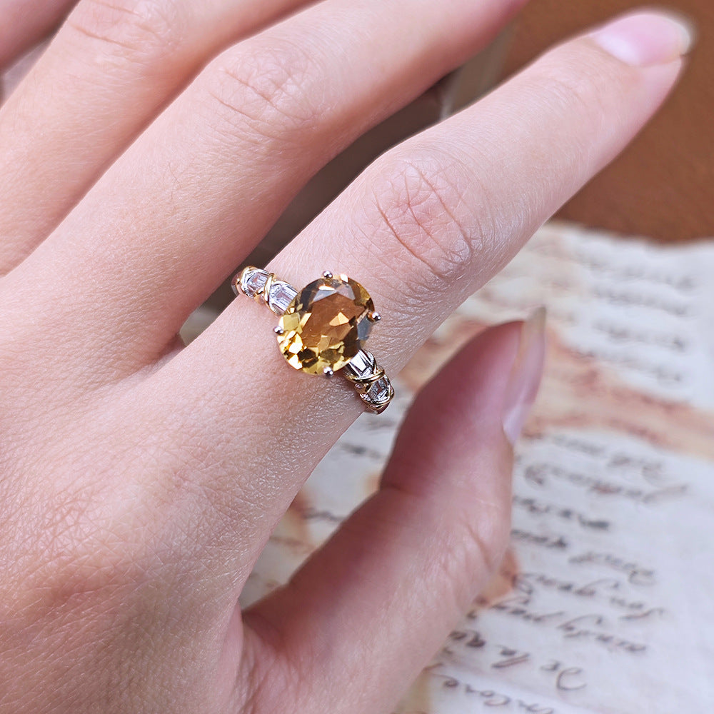 Versatile Open-Style Womens Natural Citrine Ring