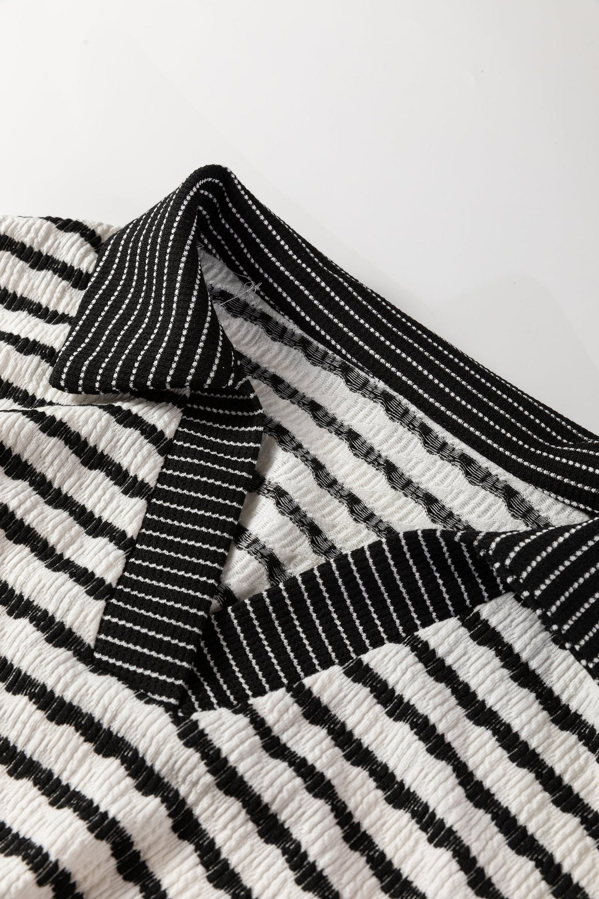Stripe Collared Top and Drawstring Pants Set