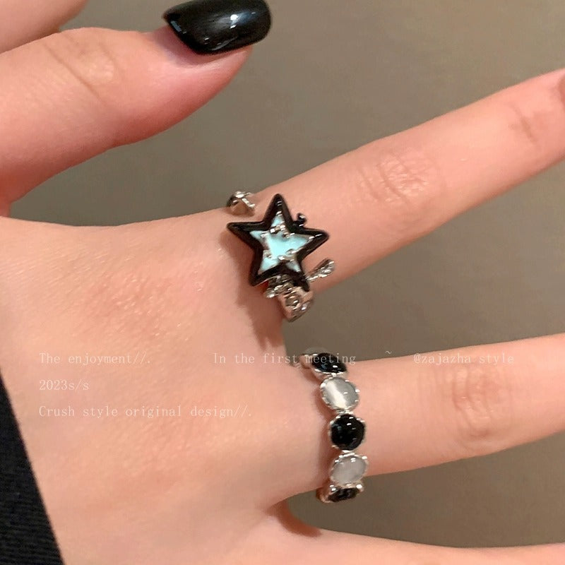 Opal Star Ring For Women, INS Niche Design, Open Adjustable Index Finger Ring, Personalized All-match Finger Ring