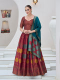 Monjolika Fashion Maroon Color Kanjivaram Silk Jacquard Designer Lehenga Choli