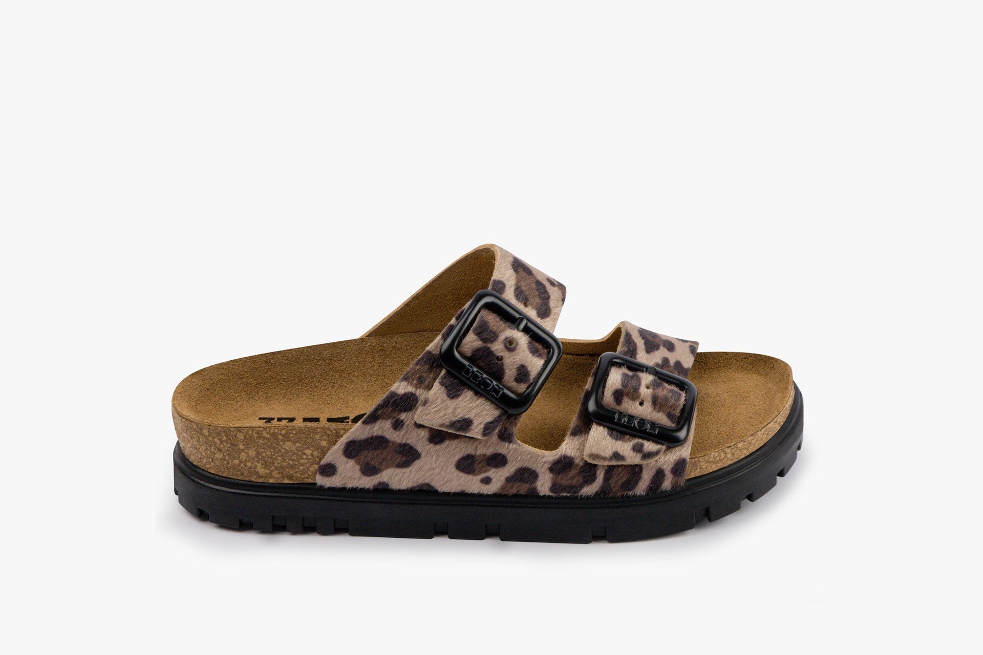 Women's Leather Sandal with Adjustable Buckles and Cork Footbed - Image 2