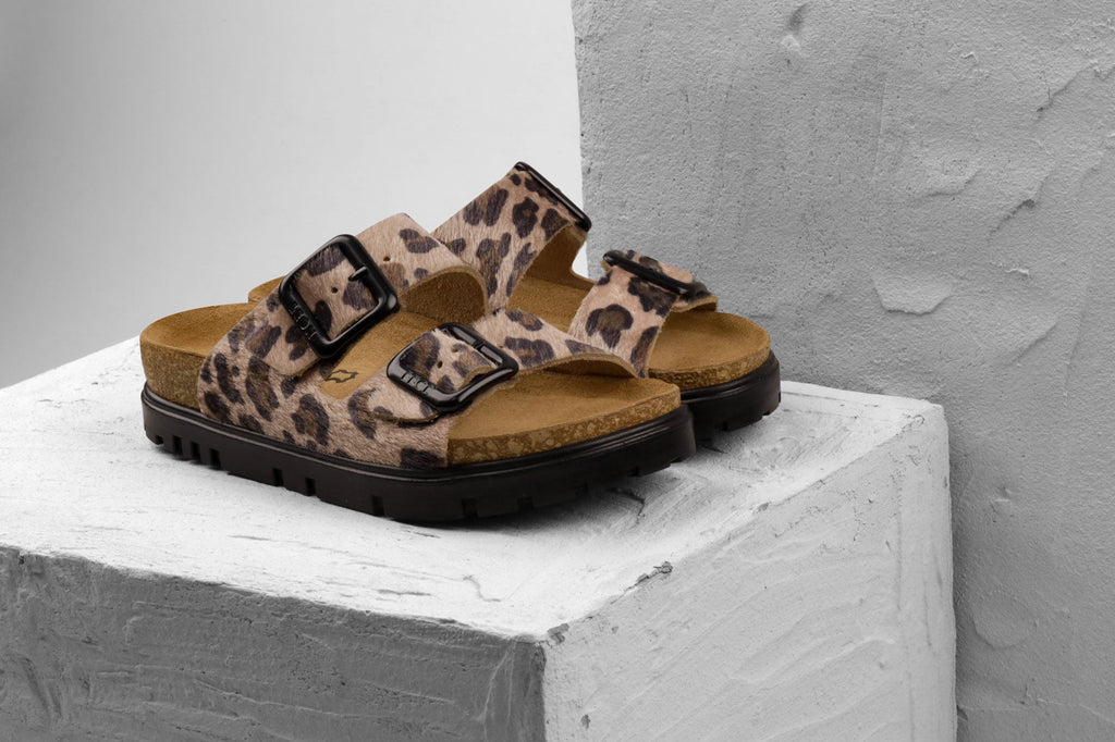 Women's Leather Sandal with Adjustable Buckles and Cork Footbed - Image 4